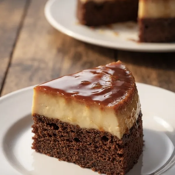 Porción de chocoflan clásico